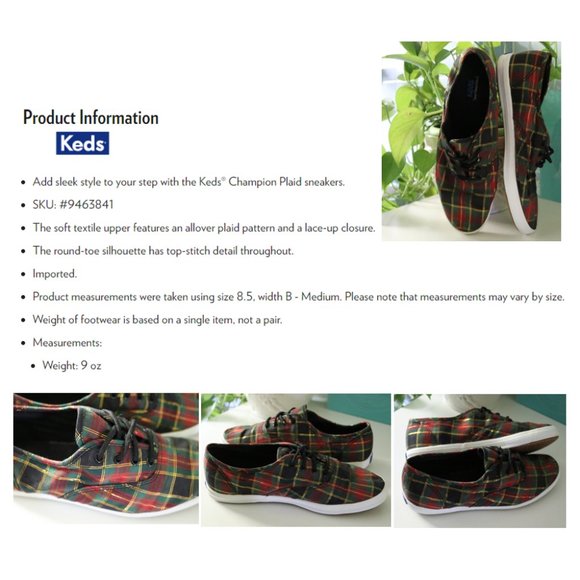 KEDS Vintage Christmas Plaid Sneakers Retro 90s Holiday - Size 8 - Picture 6 of 16